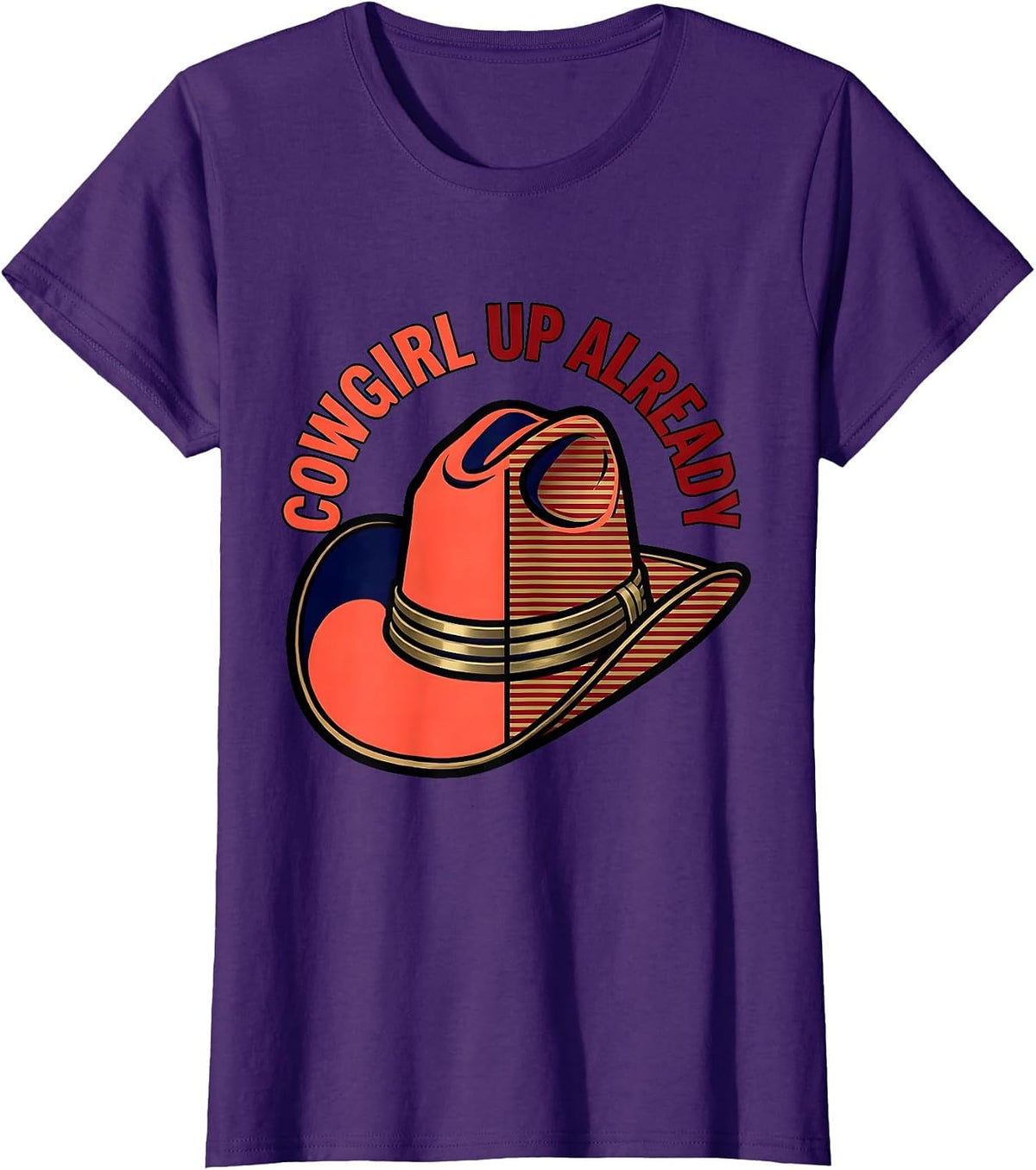 Women's Cowgirl Up Already Rodeo Graphic Design T-Shirt - Purple