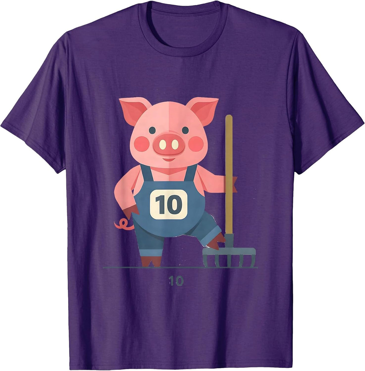 10 Flat Vector Pig Lover Halloween Costume Humor T-Shirt - Purple