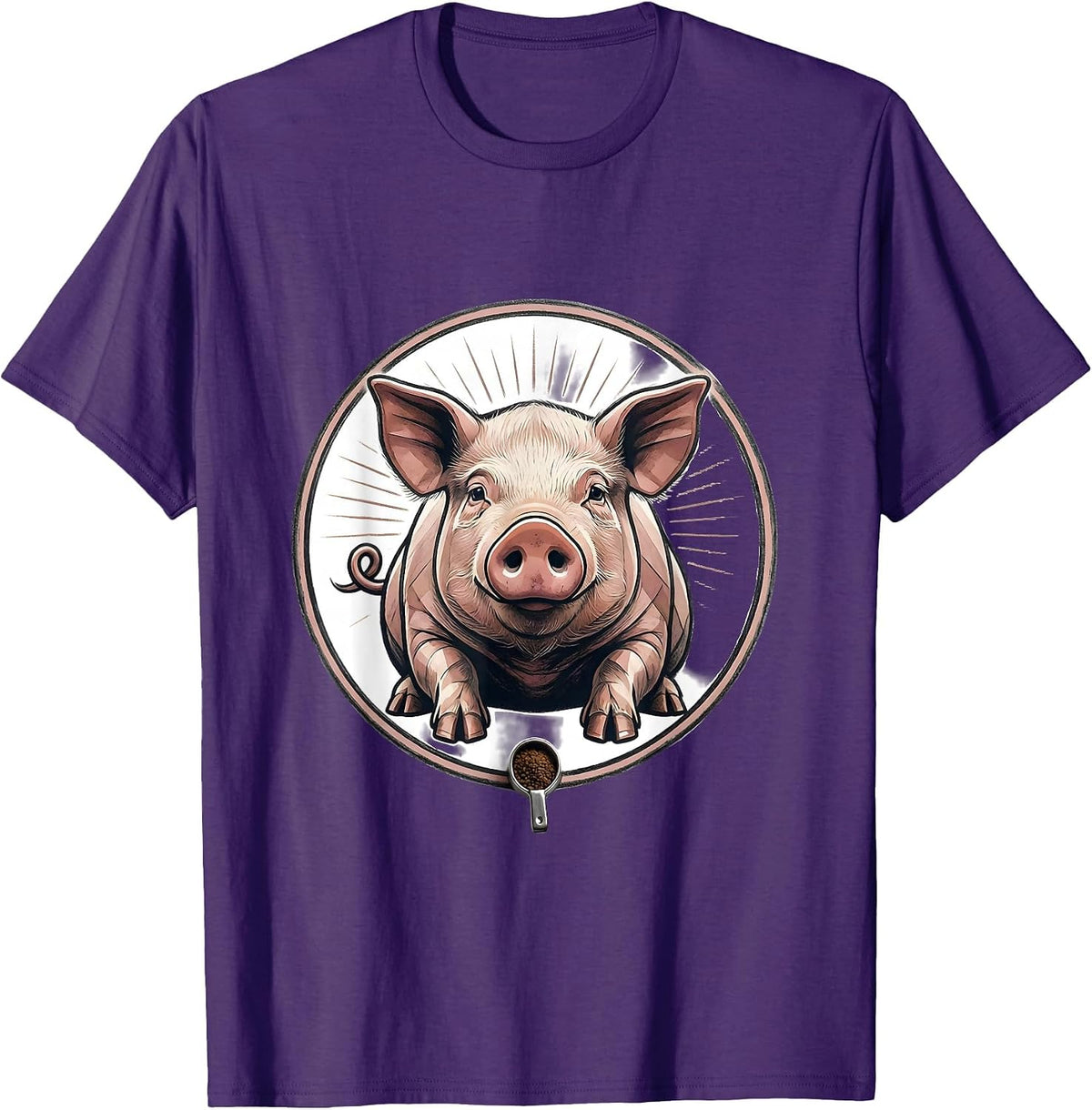 Sealed Pig Badge Minimalist Farm Animal Lover Humor T-Shirt - Purple