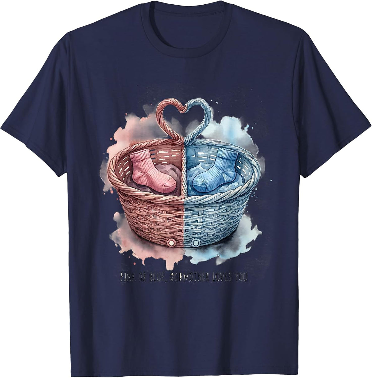 Men's Pink Or Blue, Godmother Loves You Playful Family T-Shirt - Navy Blue