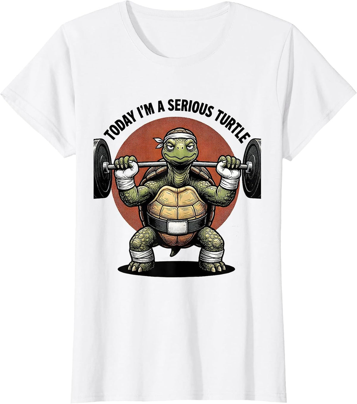 Women's Today I'm A Serious Turtle Funny Gym Workout Weightlifting T-Shirt - White