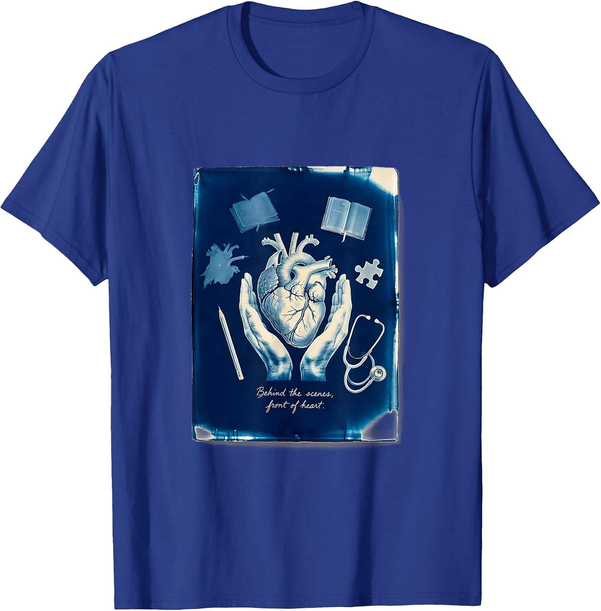 Men's Behind the Scenes Front of Heart Paraprofessional T-Shirt - Royal Blue
