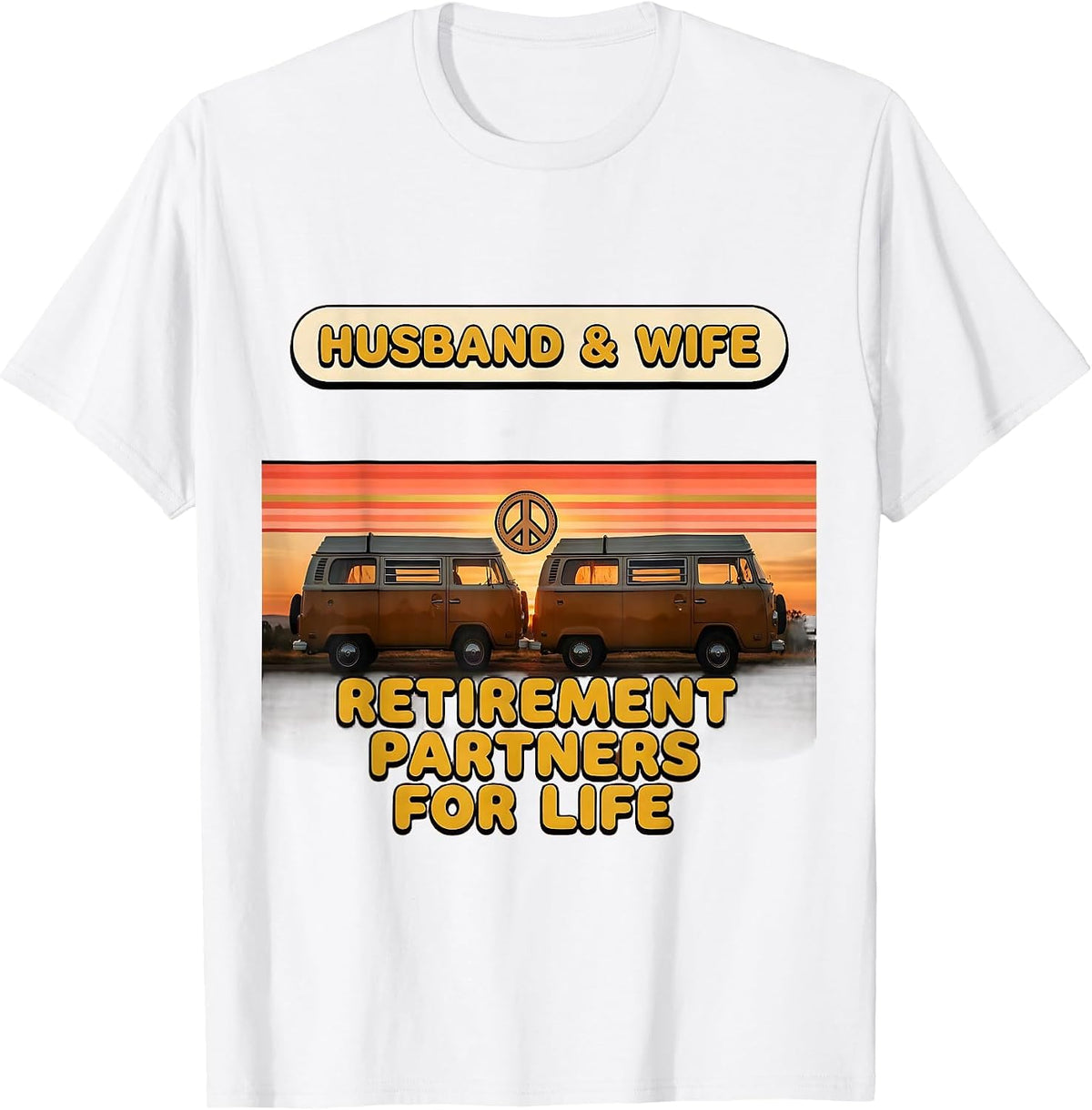 Men's Husband & Wife Retirement Partners For Life Retro T-Shirt - White