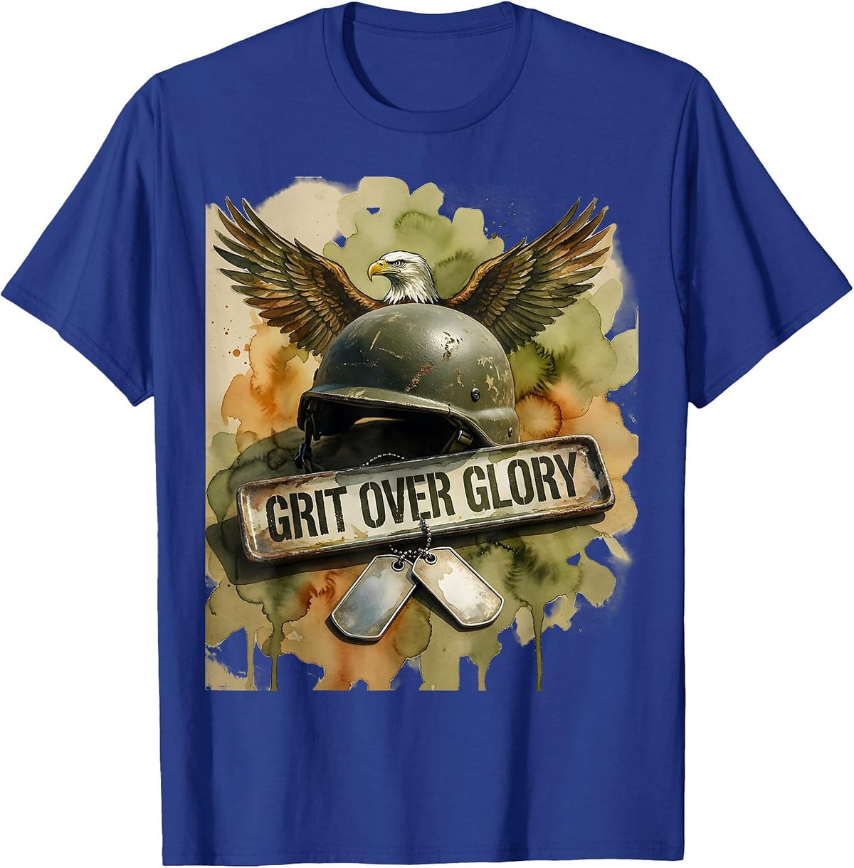 Grit Over Glory Army Veteran Graphic Design T-Shirt - Royal Blue