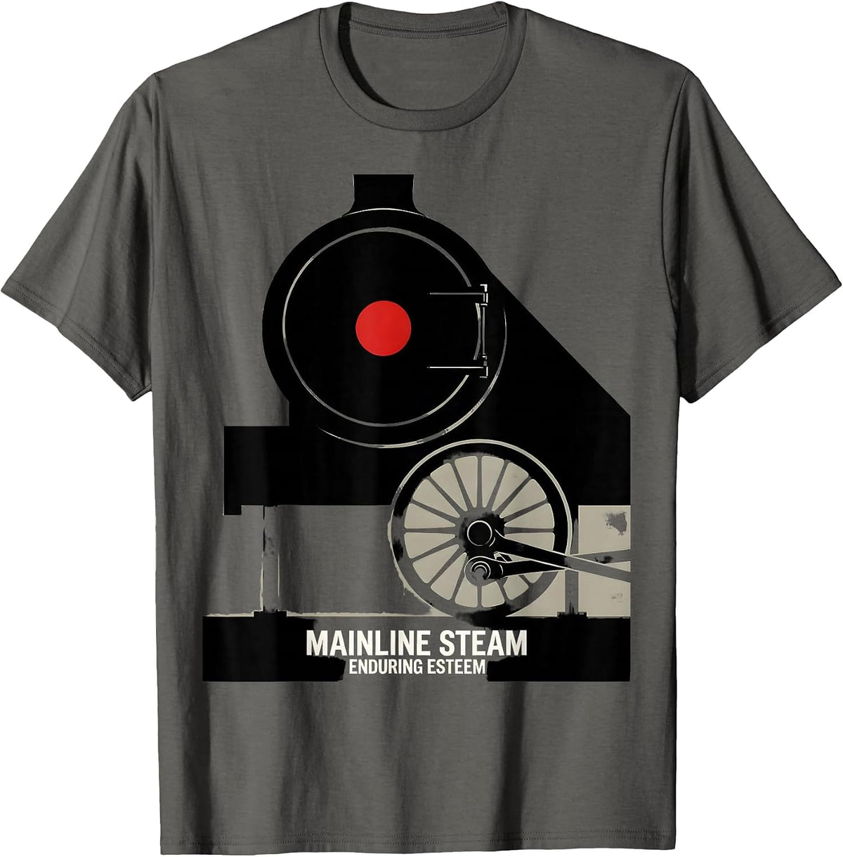 Men's Mainline Steam Enduring Esteem Vintage Steam Locomotive T-Shirt - Asphalt Grey