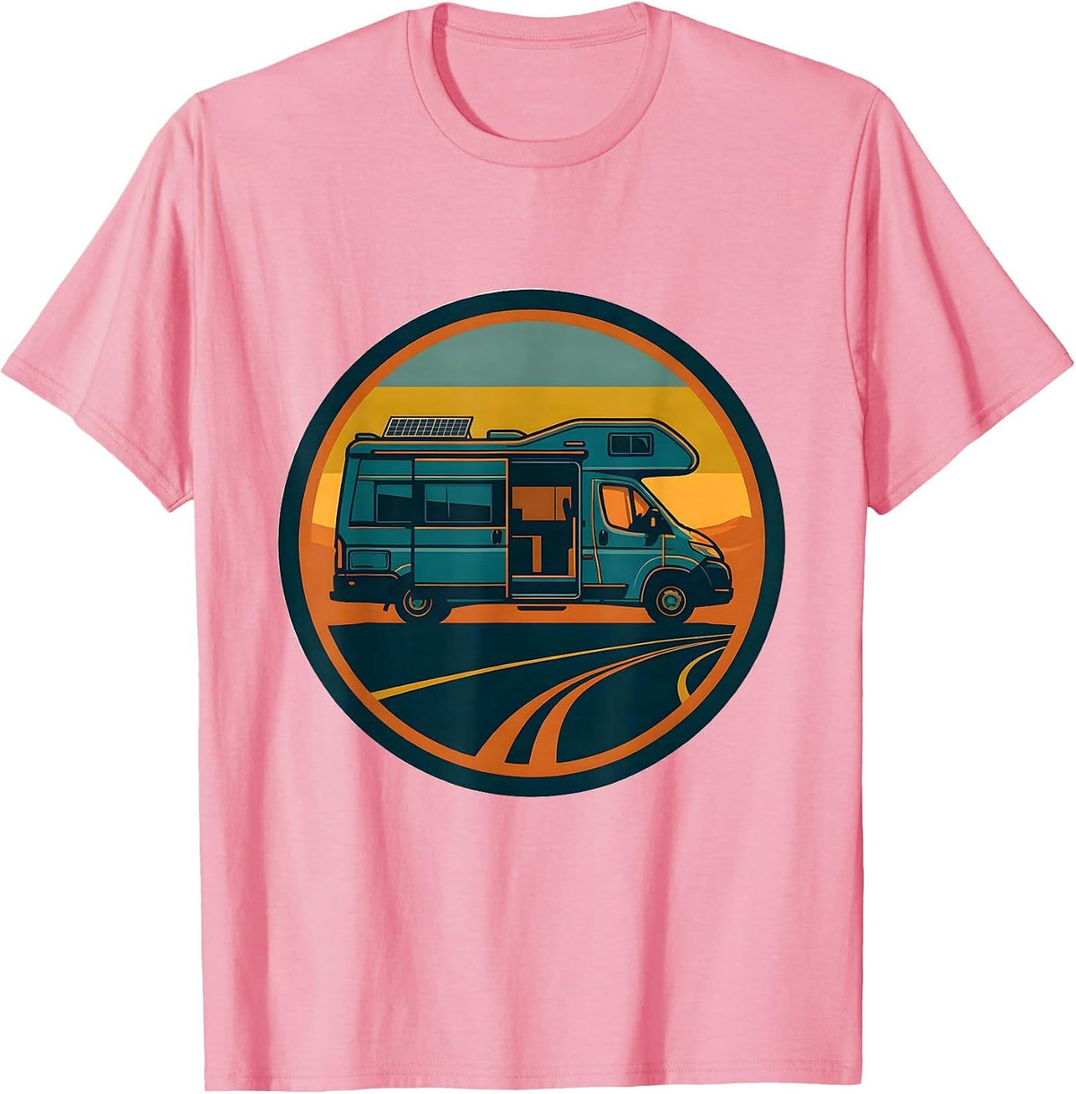 Men's Sealed Van Badge Retro Van Life Dwellers Nomads T-Shirt - Pink