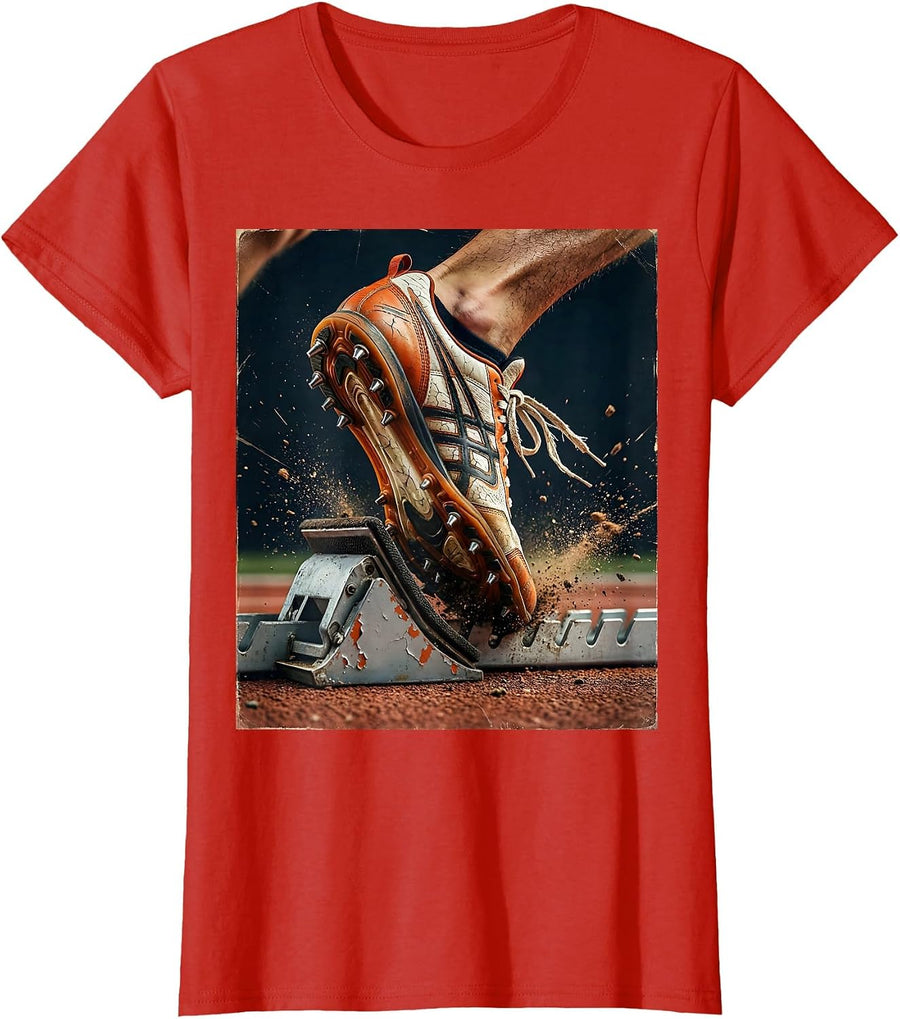 Women's Sprinter Starting Block Launch Graphic T-Shirt - Red