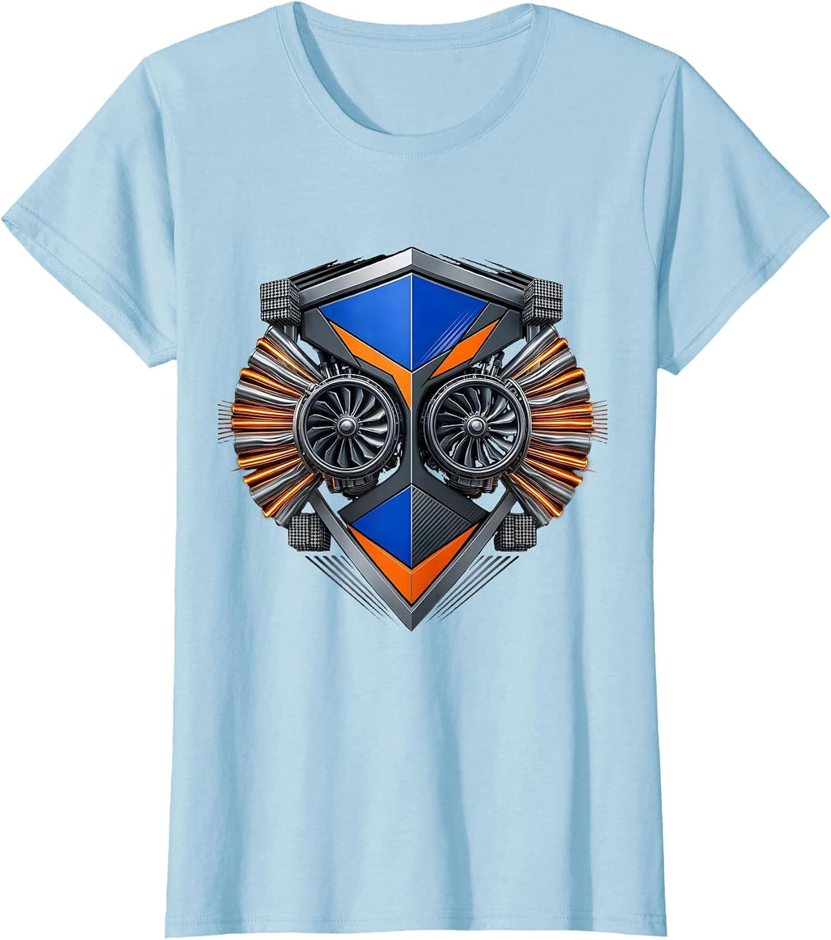 Twin Turbo Heat Shimmer Graphic Design T-Shirt - Baby Blue