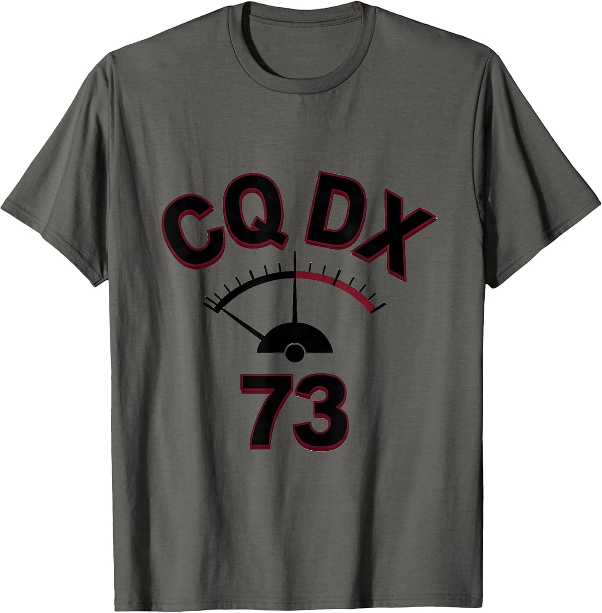 CQ DX · 73 Ham Radio Operator Hobbyist Humor Gift T-Shirt - Asphalt Grey
