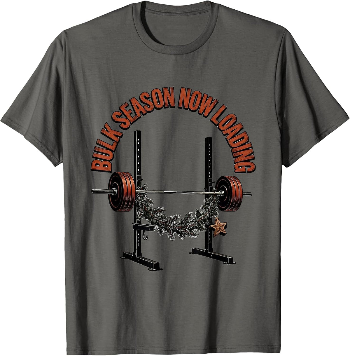 Men's Bulk Season Now Loading Funny Christmas Gym Weightlifting T-Shirt - Asphalt Grey