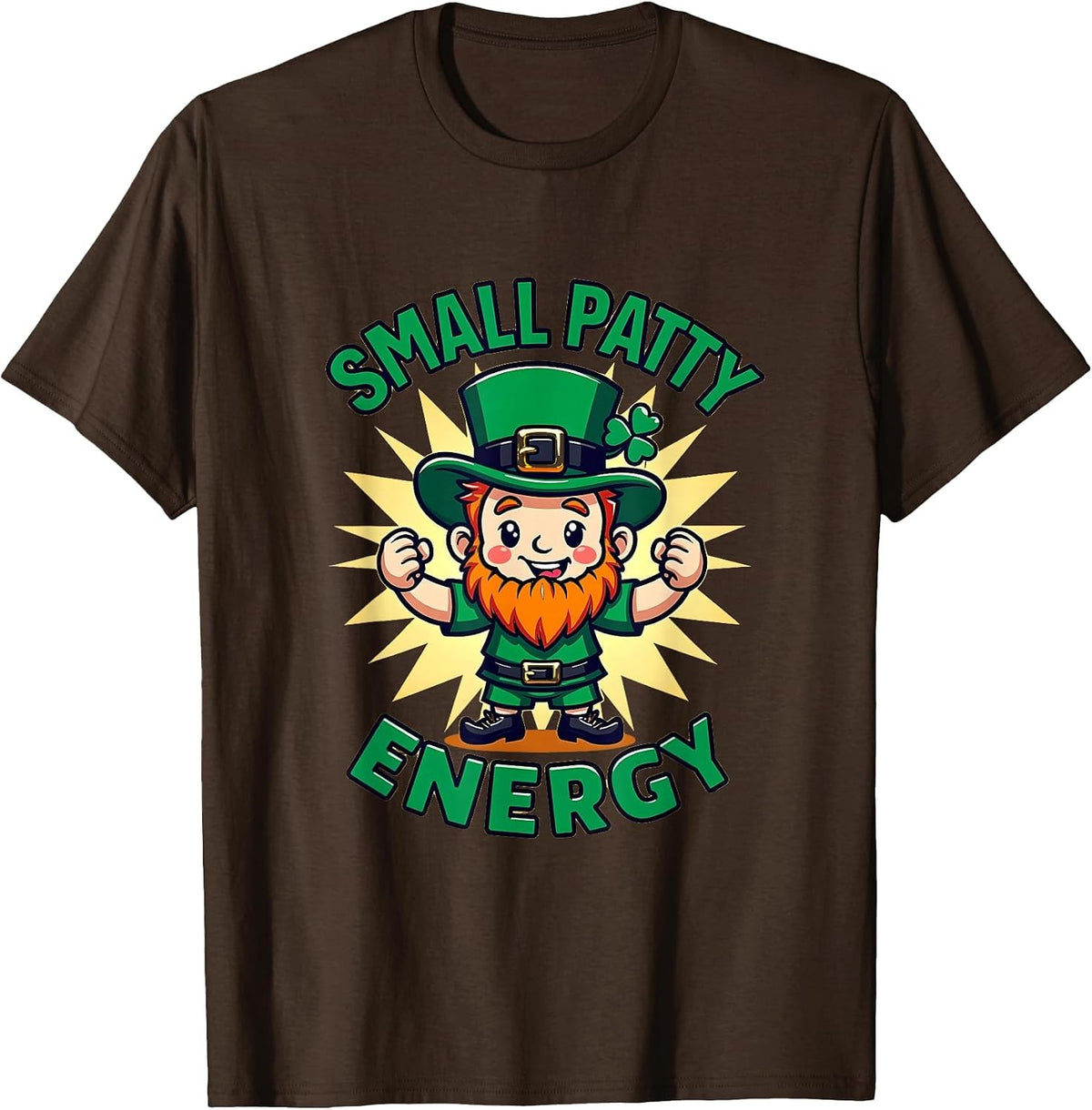 Small Patty Fierce Energy St Patricks Day Kids T-Shirt - Brown
