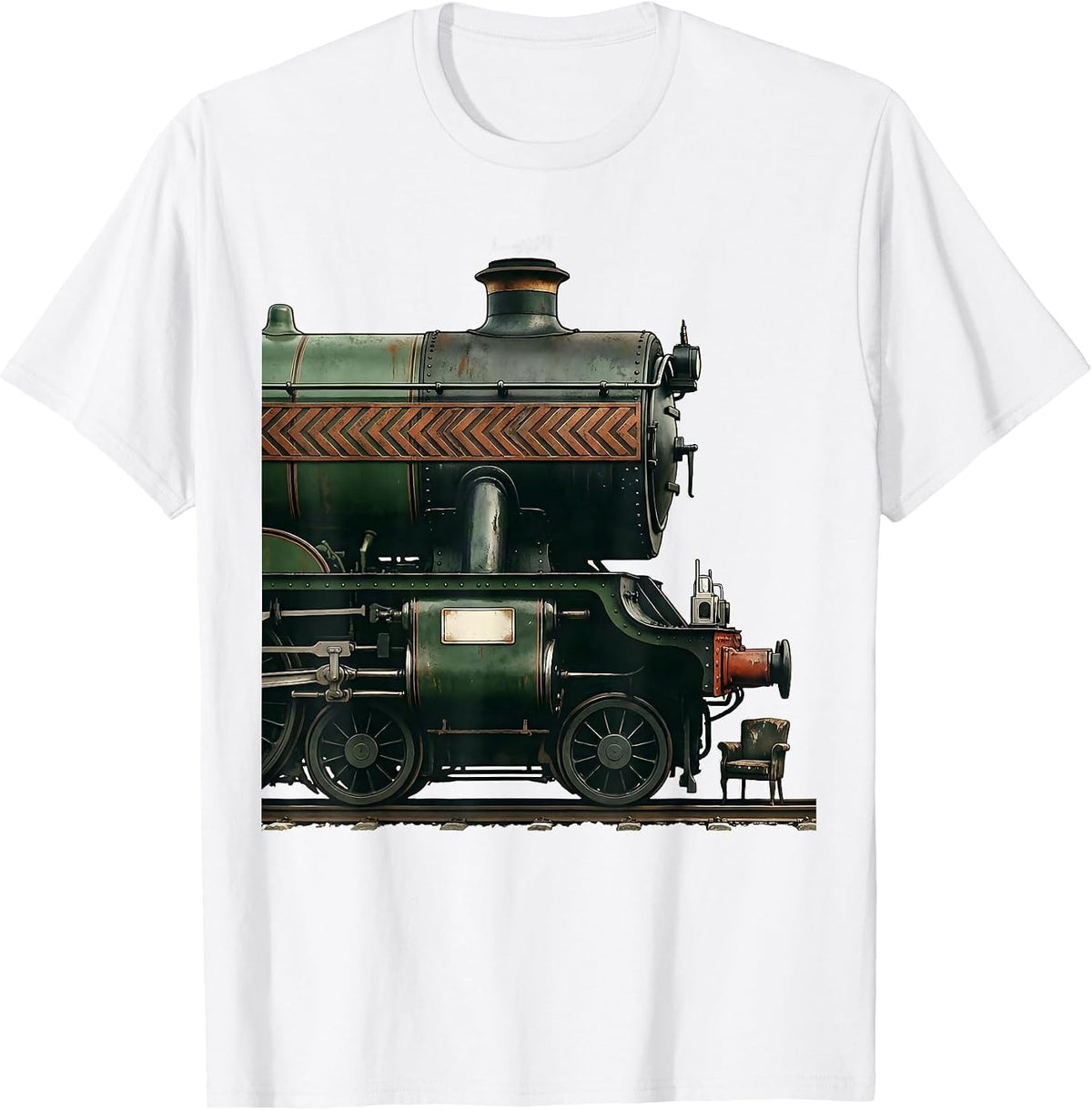 Men's Steam Locomotive Vintage Train Enthusiast Gift T-Shirt - White