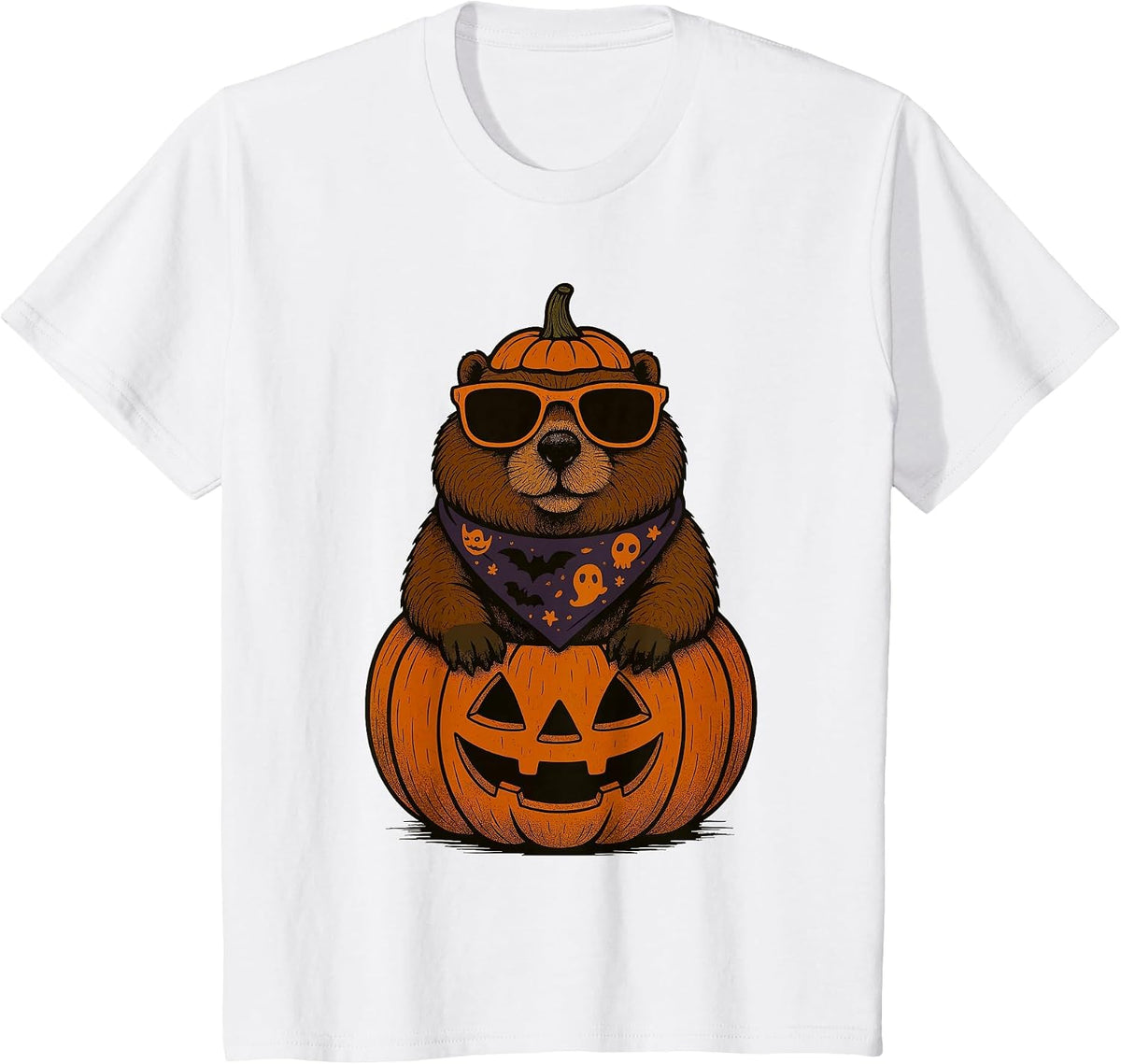 Spooky Groundhog Pumpkin Halloween T-Shirt - White