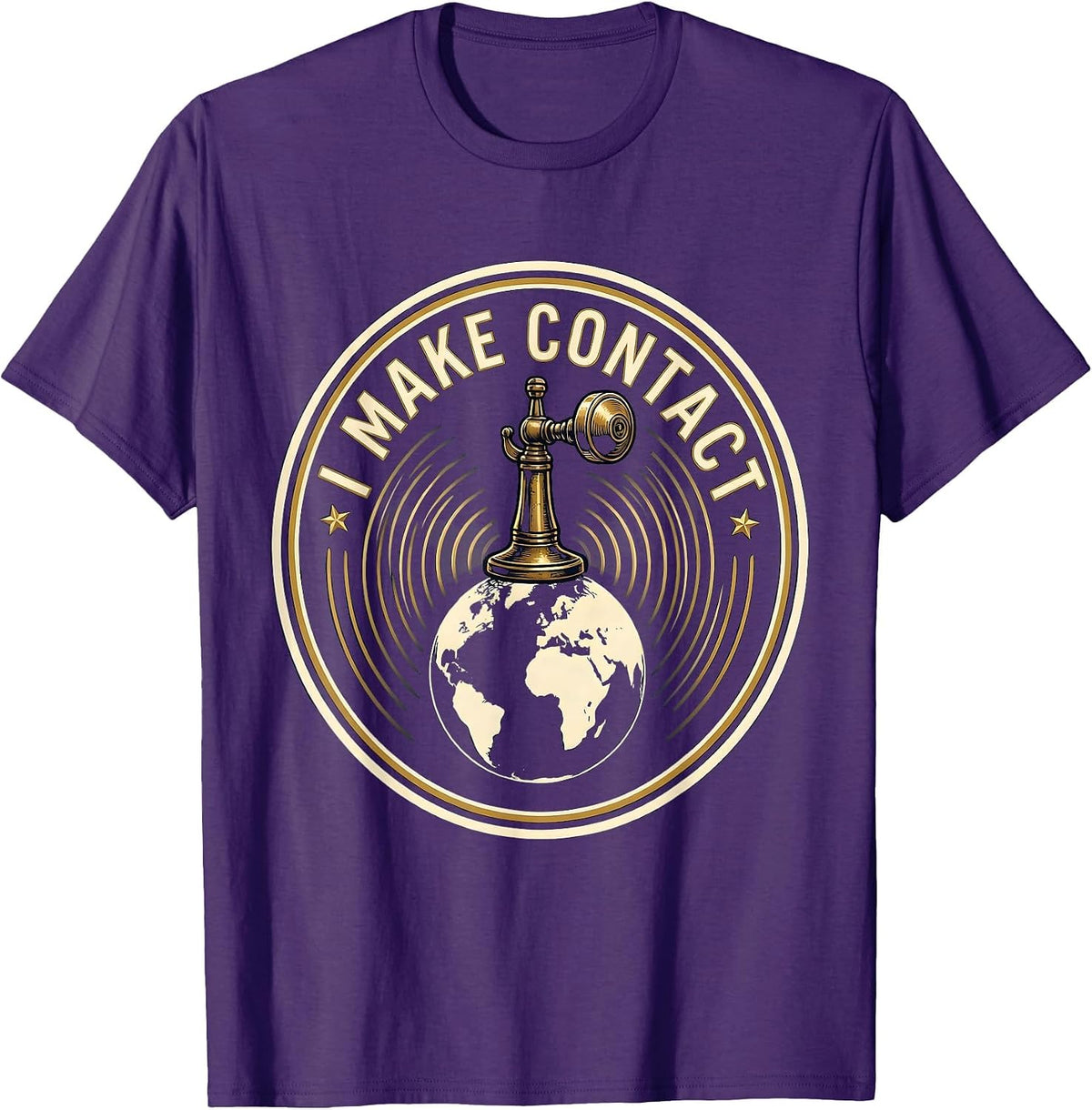 Men's I Make Contact Vintage Ham Radio Operator Hobbyist Pride T-Shirt - Purple