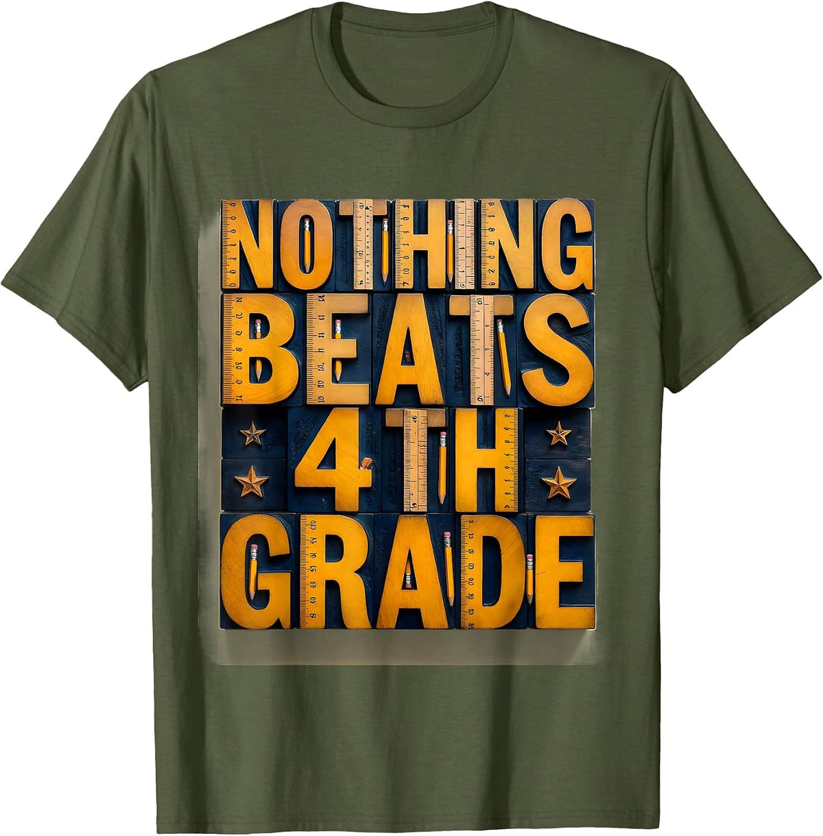 Nothing Beats 4th Grade Funny Back to School Teacher Kid T-Shirt - Olive Green