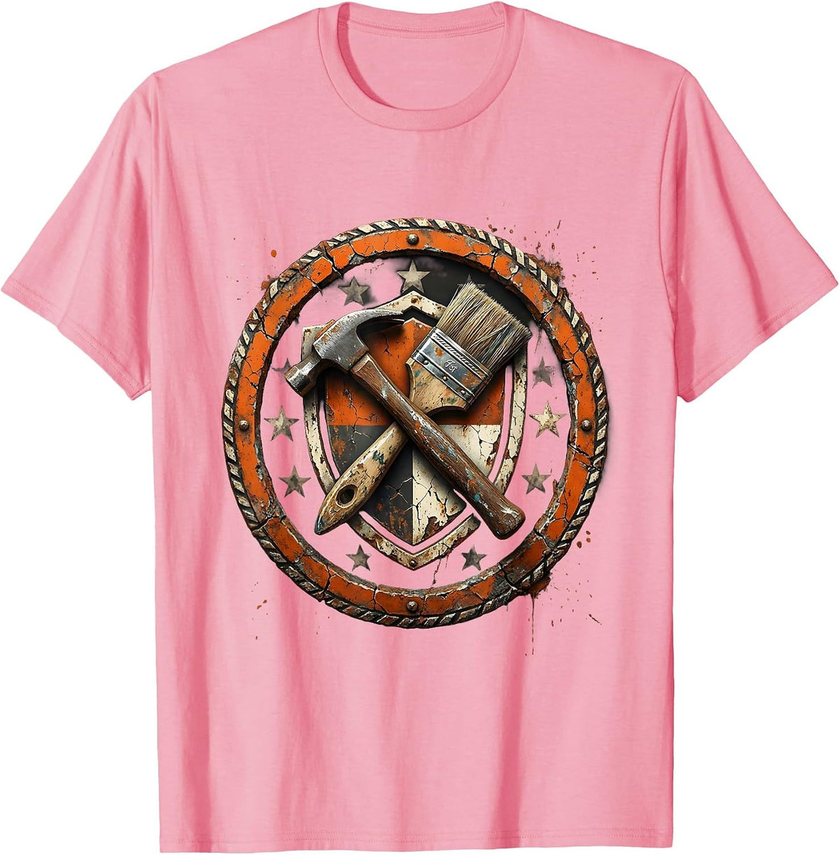 Men's We The People Hammer and Paintbrush Coat of Arms T-Shirt - Pink