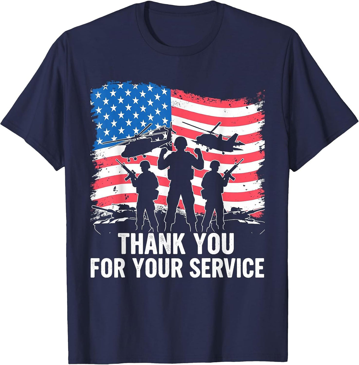 Honoring Army Veterans American Flag Patriotic Men T-Shirt - Navy Blue