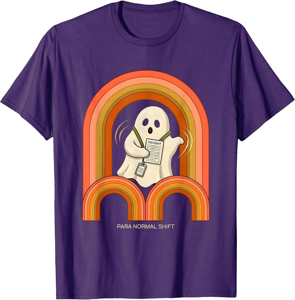 Men's Para Normal Shift Retro 70s Funny Ghost Paraprofessional T-Shirt - Purple