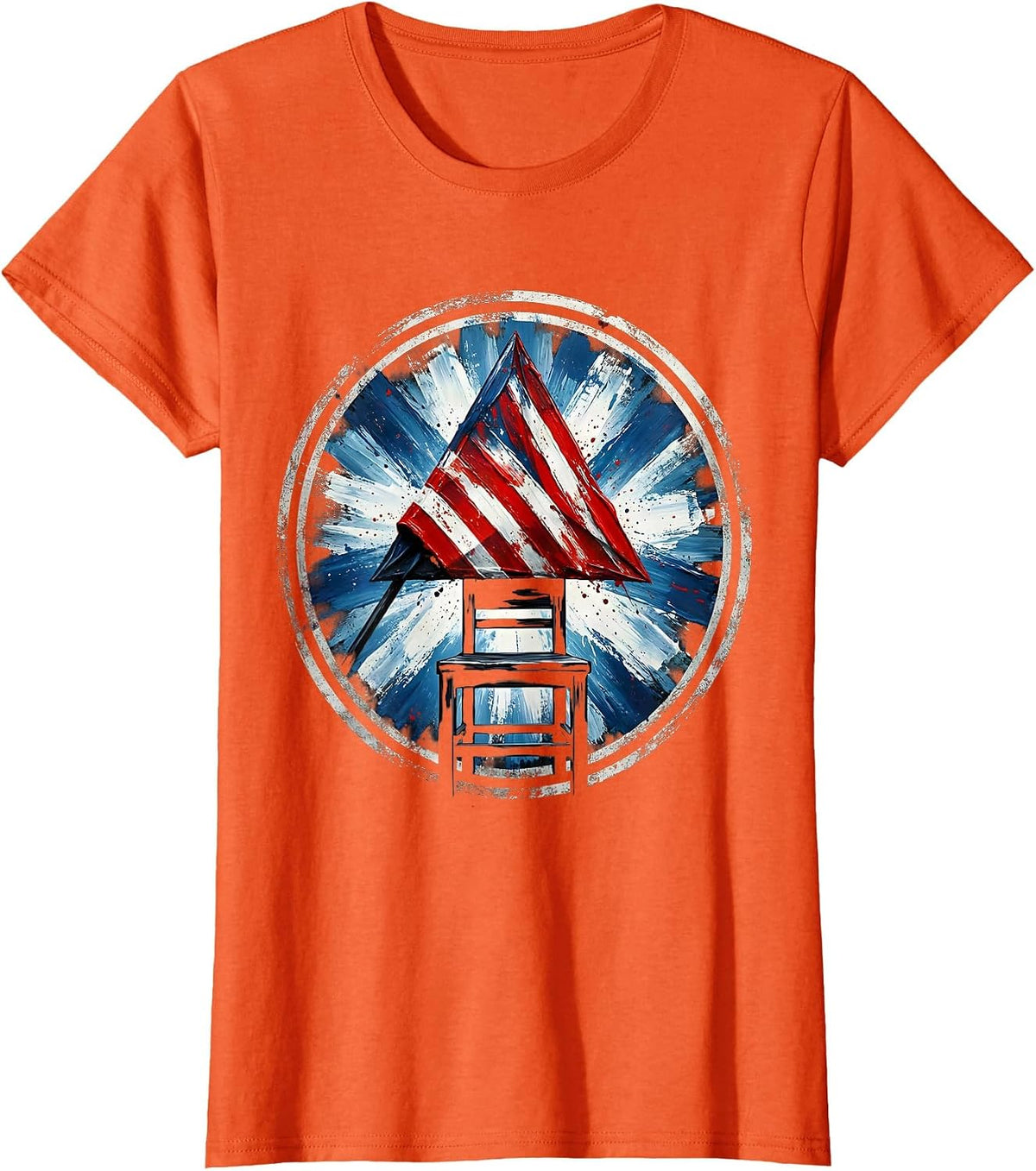 Folded Flag Empty Chair September 11 Memorial T-Shirt - Orange