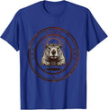 Groundhog Bust Wood Type Letterpress Whimsical Humor T-Shirt - Royal Blue