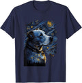 Pitbull Starry Night Dog T-Shirt - Navy Blue