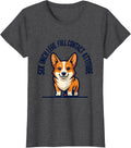 Women's Six Inch Legs, Full Contact Attitude Funny Corgi Dog Lover T-Shirt - Dark Heather Grey