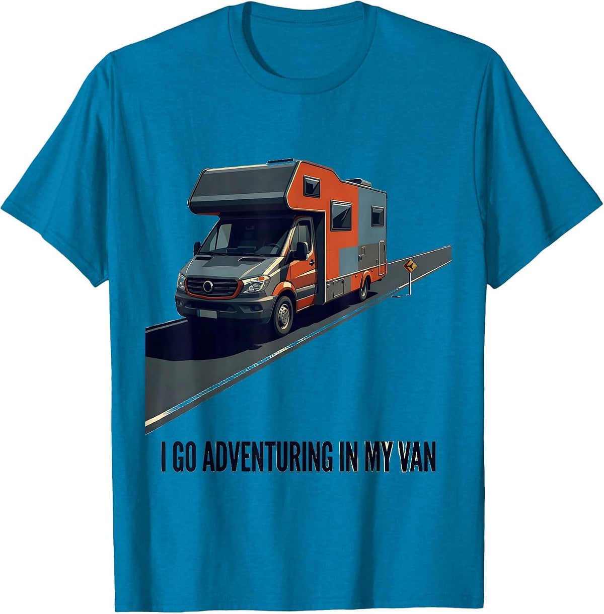 I Go Adventuring In My Van Vintage Van Life Road Trip T-Shirt - Sapphire Blue