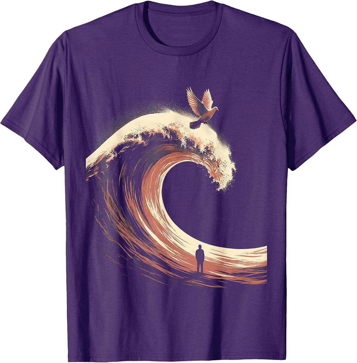 Men's Lone Figure Wave Mental Health Awareness Graphic T-Shirt - Purple