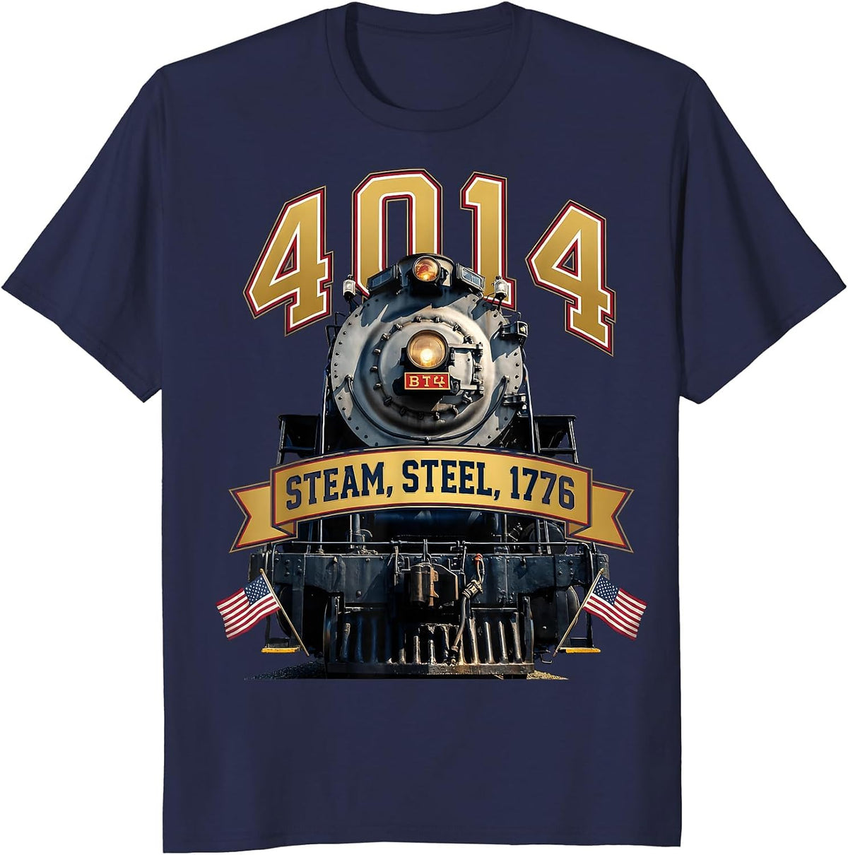 Steam Steel 1776 Big Boy Locomotive Design T-Shirt - Navy Blue