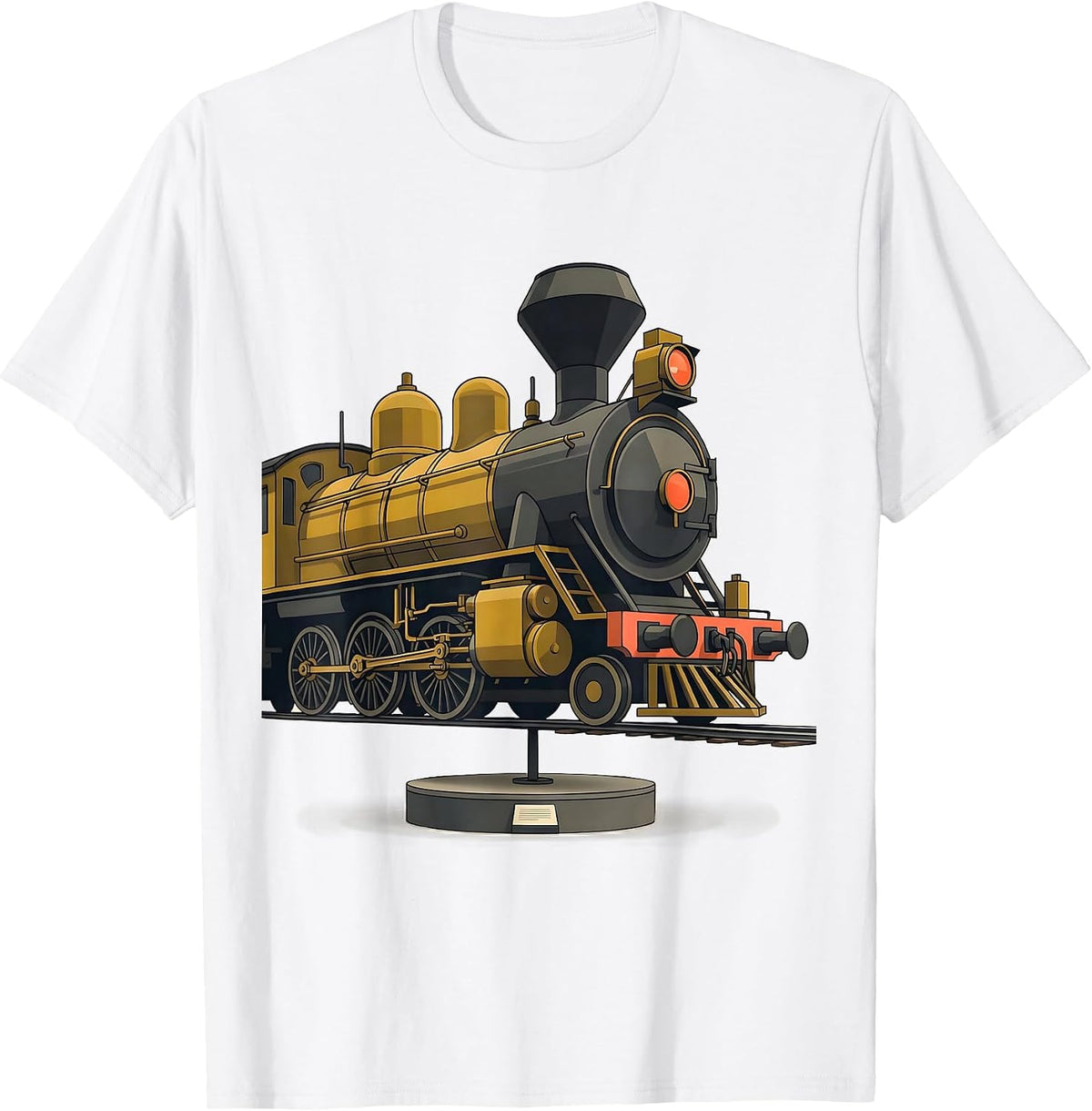 Men's Oversized Steam Locomotive Midcentury Modern Train T-Shirt - White