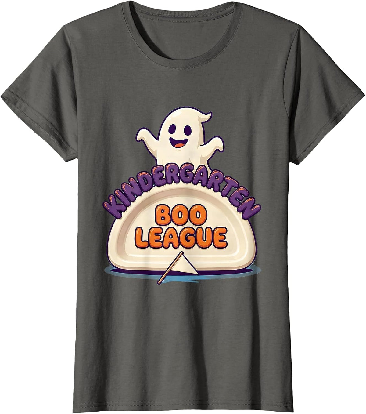 Women's Kindergarten Boo League Playful Halloween Teacher Student T-Shirt - Asphalt Grey