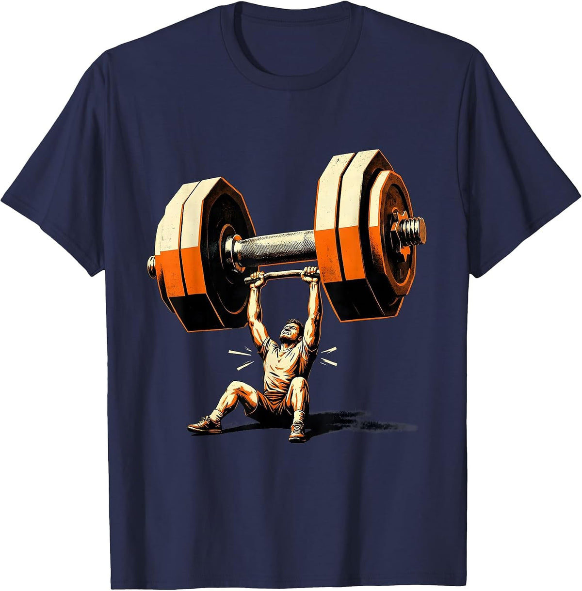 Men's Lifter Hex Dumbbell Stencil Graphic Gym Humor T-Shirt - Navy Blue