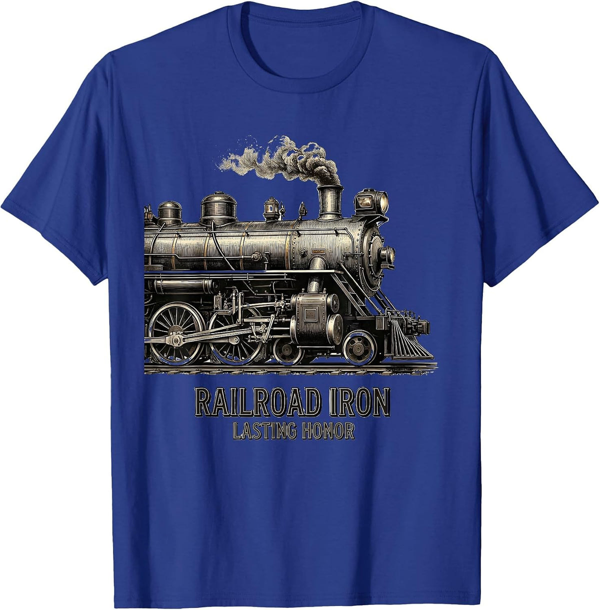 Men's Railroad Iron Lasting Honor Steam Locomotive Railroad T-Shirt - Royal Blue