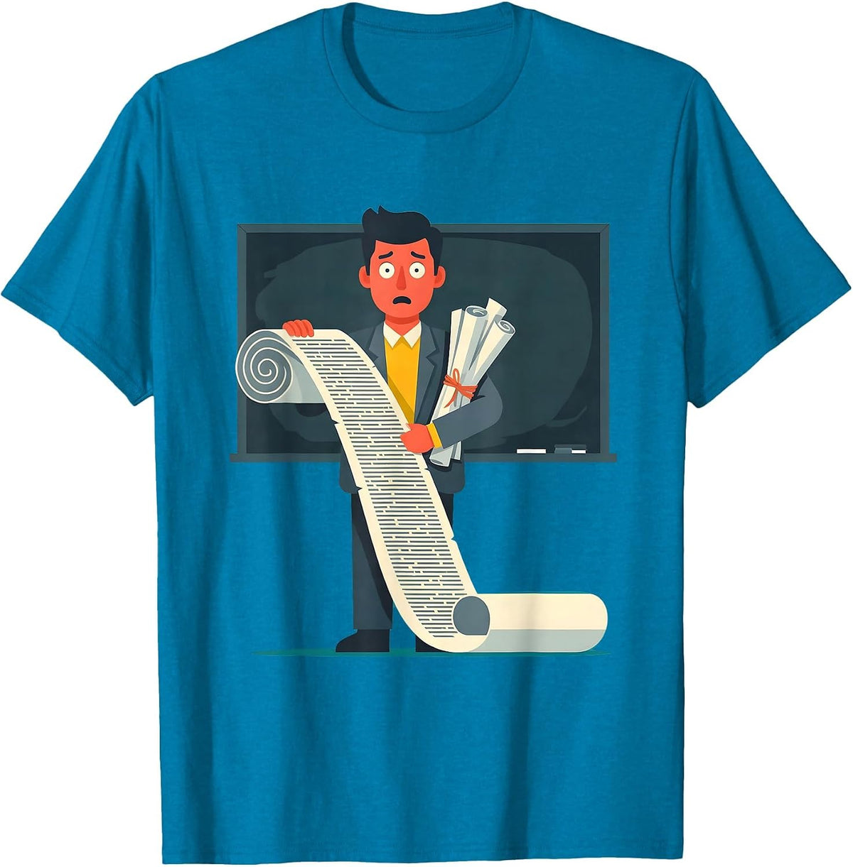 Funny Substitute Teacher Long Instructions List T-Shirt - Sapphire Blue