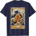 Kawaii Japanese Ramen Capybara Anime Retro Gaming for Men T-Shirt - Navy Blue