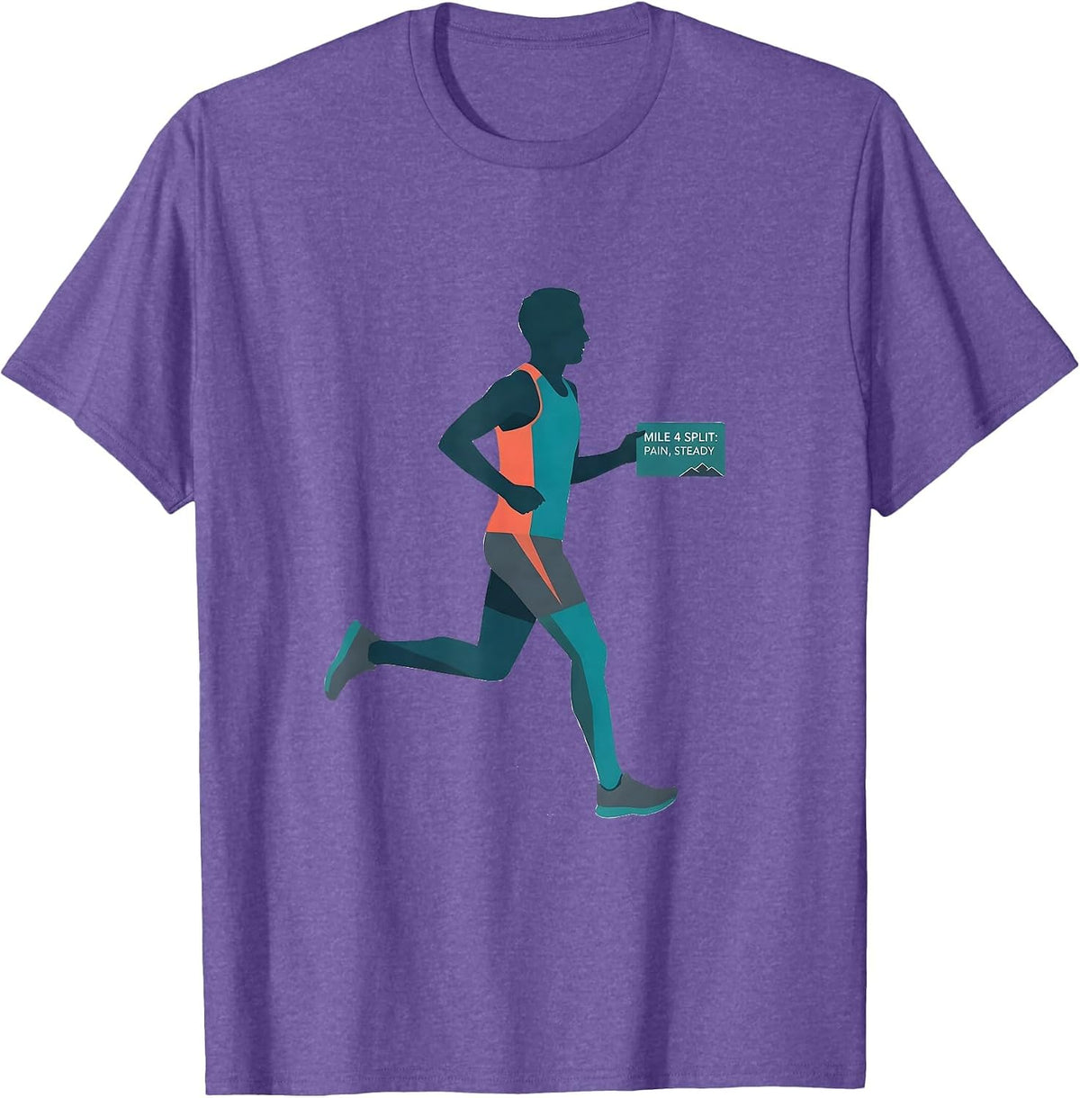Men's Mile 4 Split: Pain, Steady Funny Cross Country Running Team T-Shirt - Purple Heather
