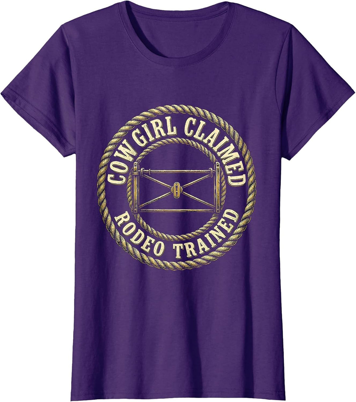 Women's Cowgirl Claimed Rodeo Trained Western Cowboy Humor Country T-Shirt - Purple