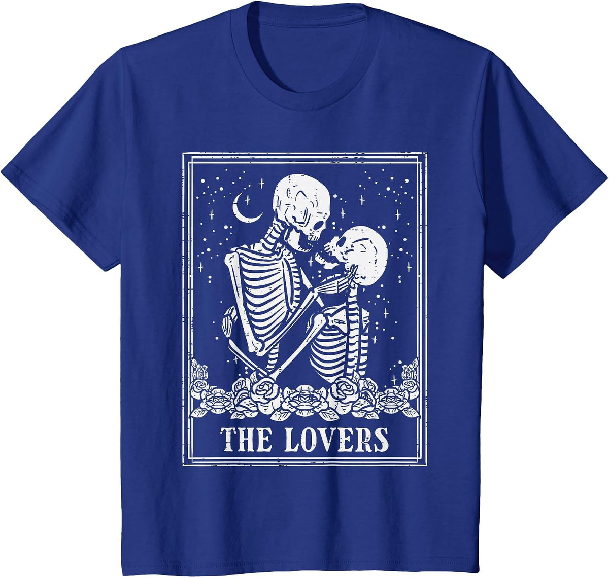 Halloween Skeleton Tarot The Lovers Couple Costume Men Women T-Shirt - Royal Blue