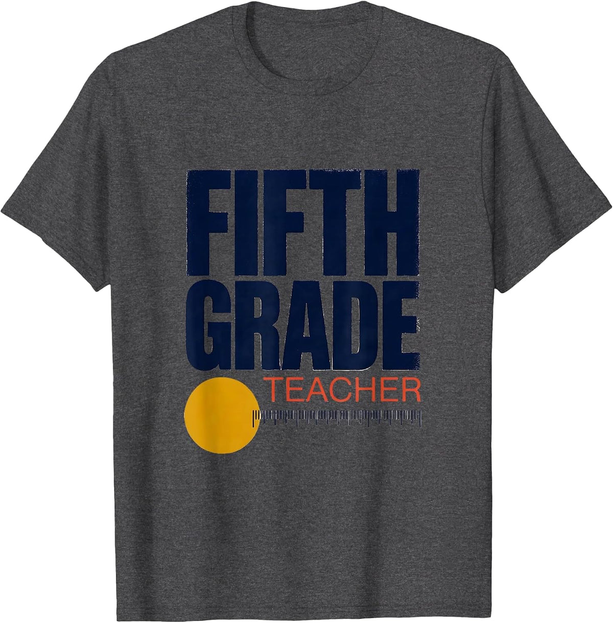 Men's Fifth Grade Teacher Screenprint Poster Back to School T-Shirt - Dark Heather Grey