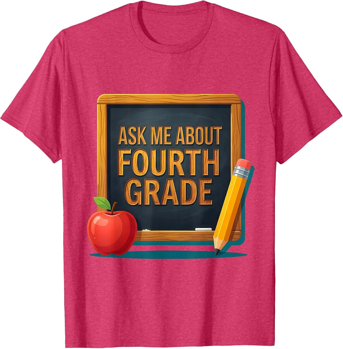 Men's Ask Me About Fourth Grade Teacher Design T-Shirt - Red Heather