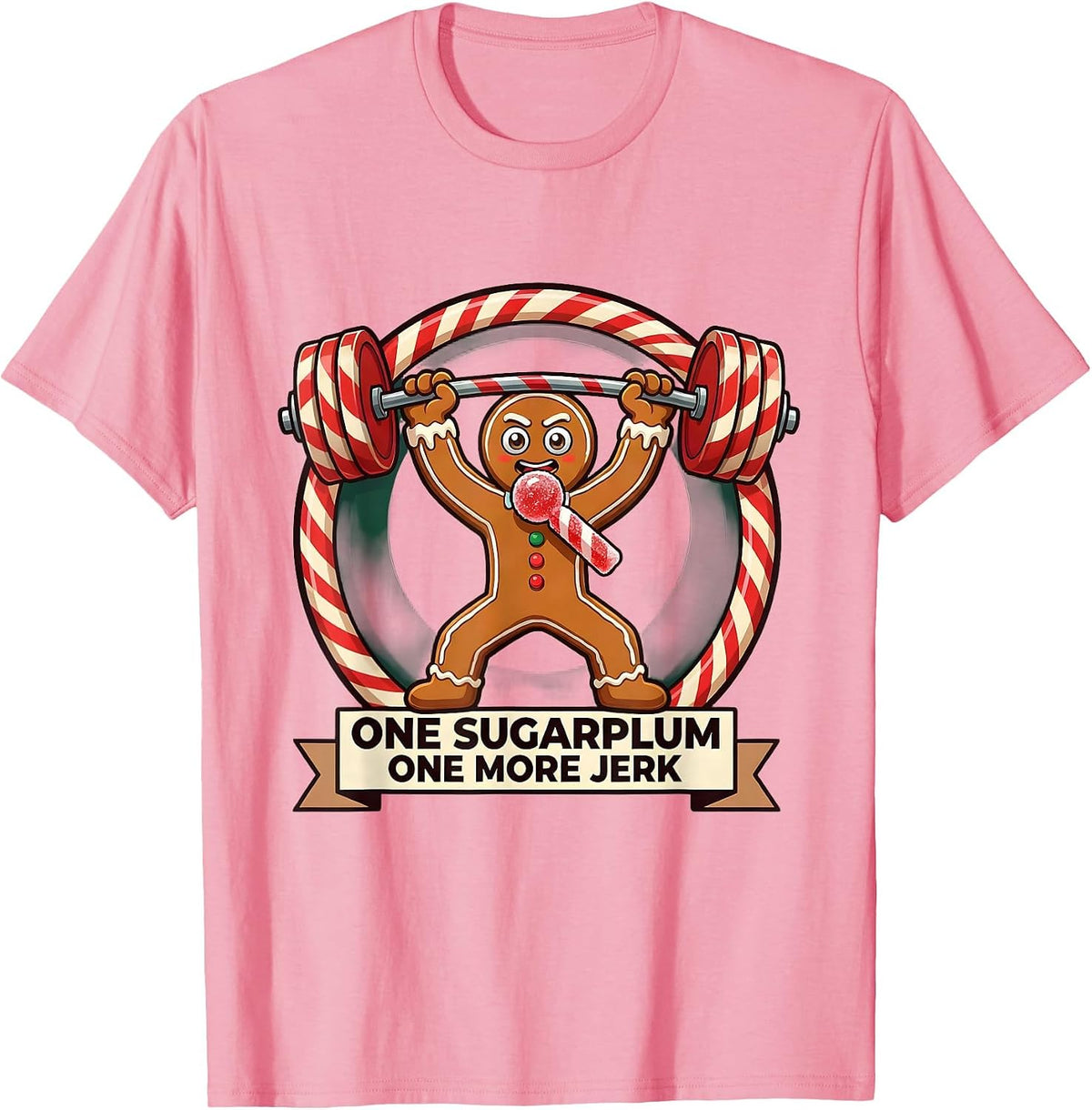 Men's One Sugarplum One More Jerk Funny Christmas Gym T-Shirt - Pink