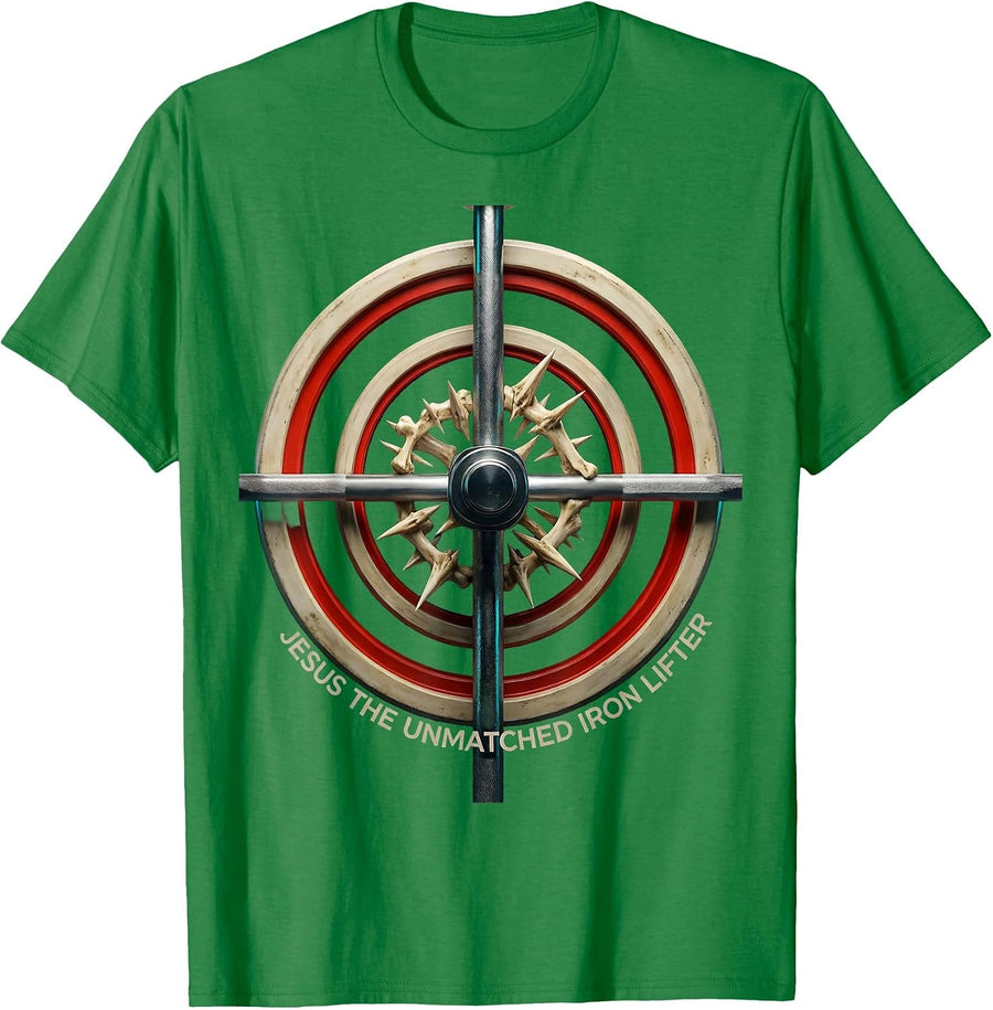 Men's Jesus The Unmatched Iron Lifter Funny Christian Gym T-Shirt - Kelly Green