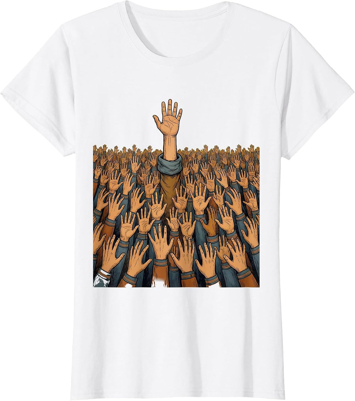 Women's Substitute Teacher Raised Hands Classroom Graphic T-Shirt - White