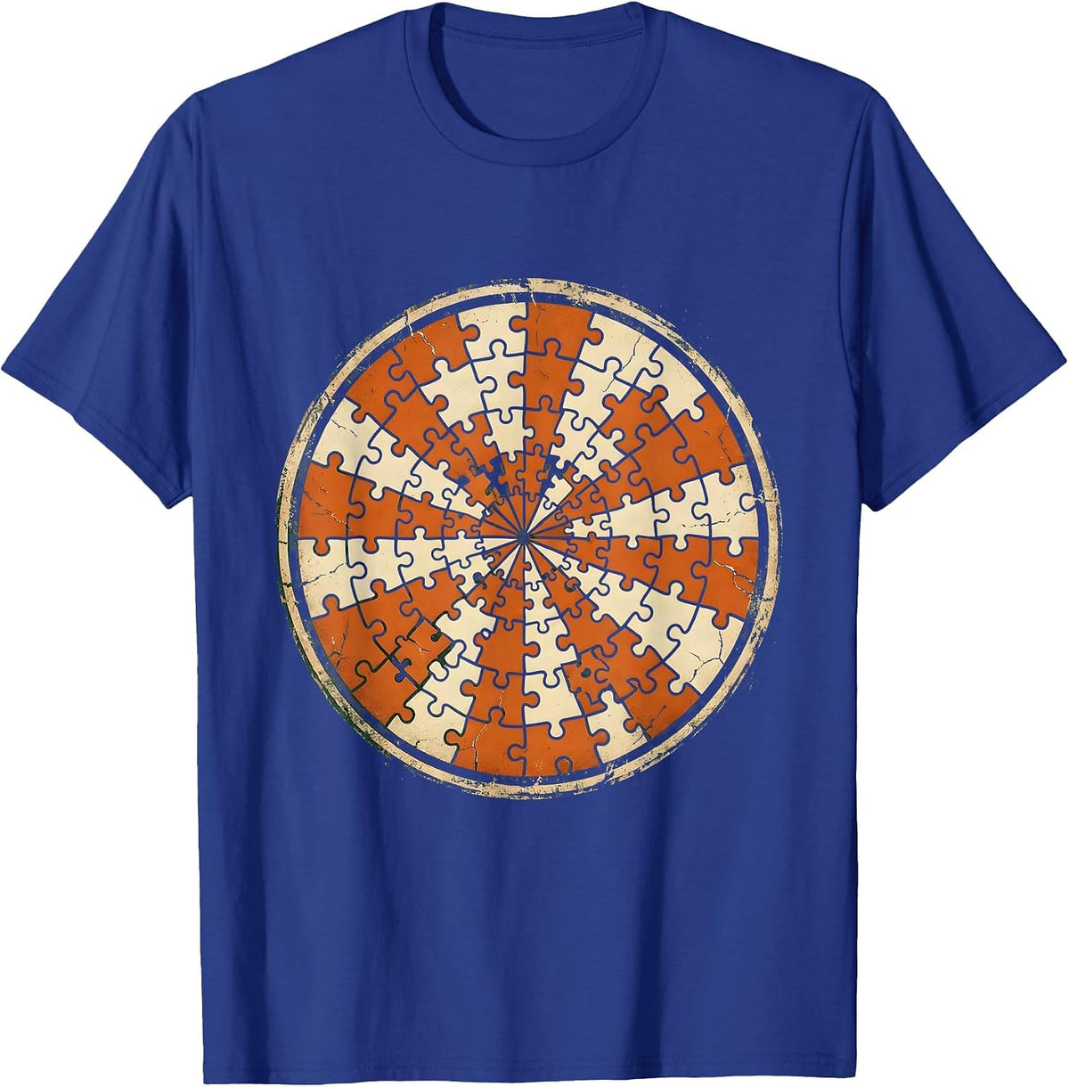 Men's Paraprofessional Colorful Puzzle Pieces Graphic T-Shirt - Royal Blue