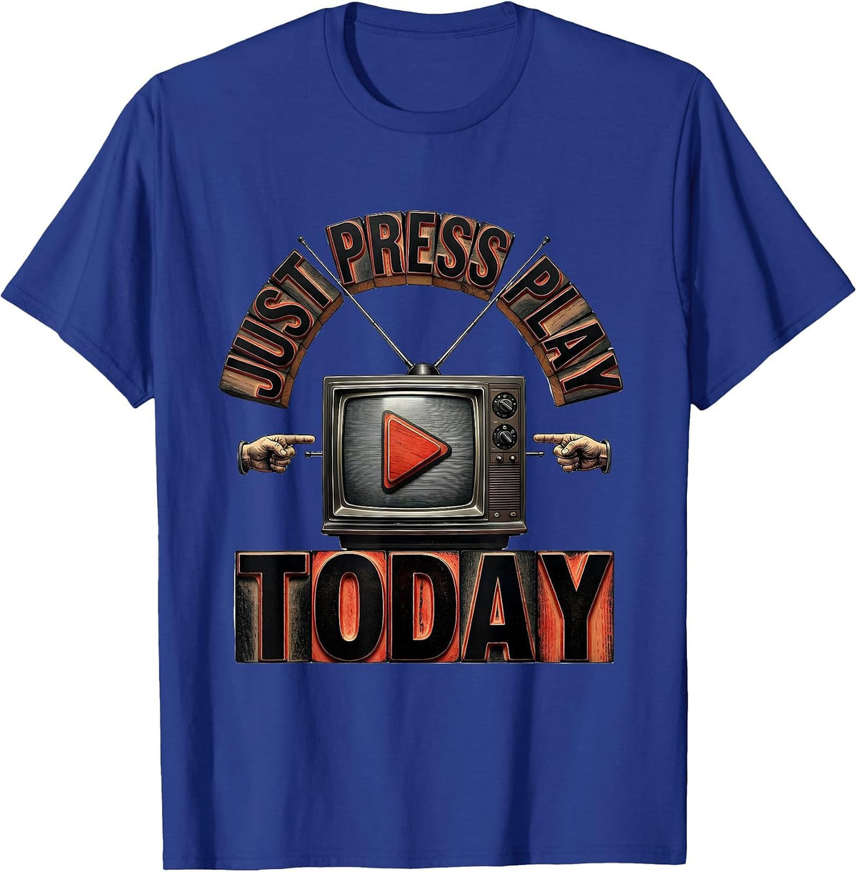 Just Press Play Substitute Teacher Design T-Shirt - Royal Blue
