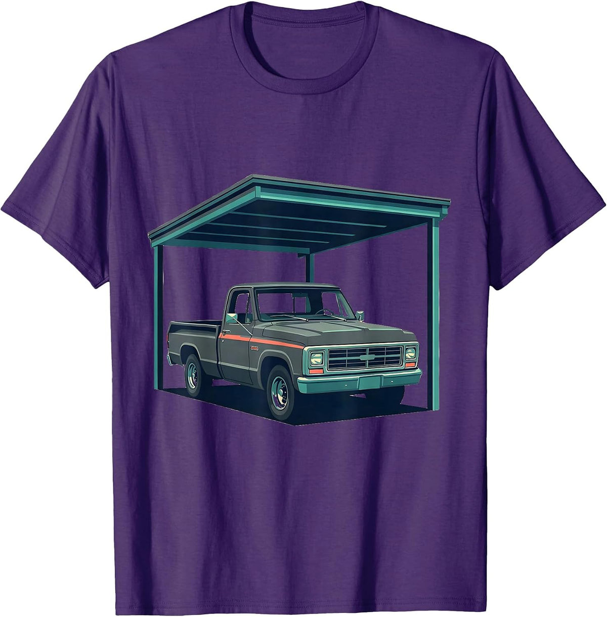 Men's Square Body Classic Pickup Truck Enthusiast Pride Vintage T-Shirt - Purple
