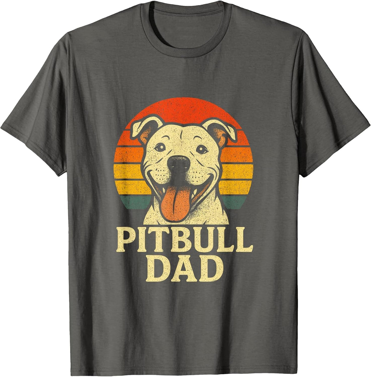 Pitbull DAD - Vintage Smiling Pitbull Lover T-Shirt - Asphalt Grey