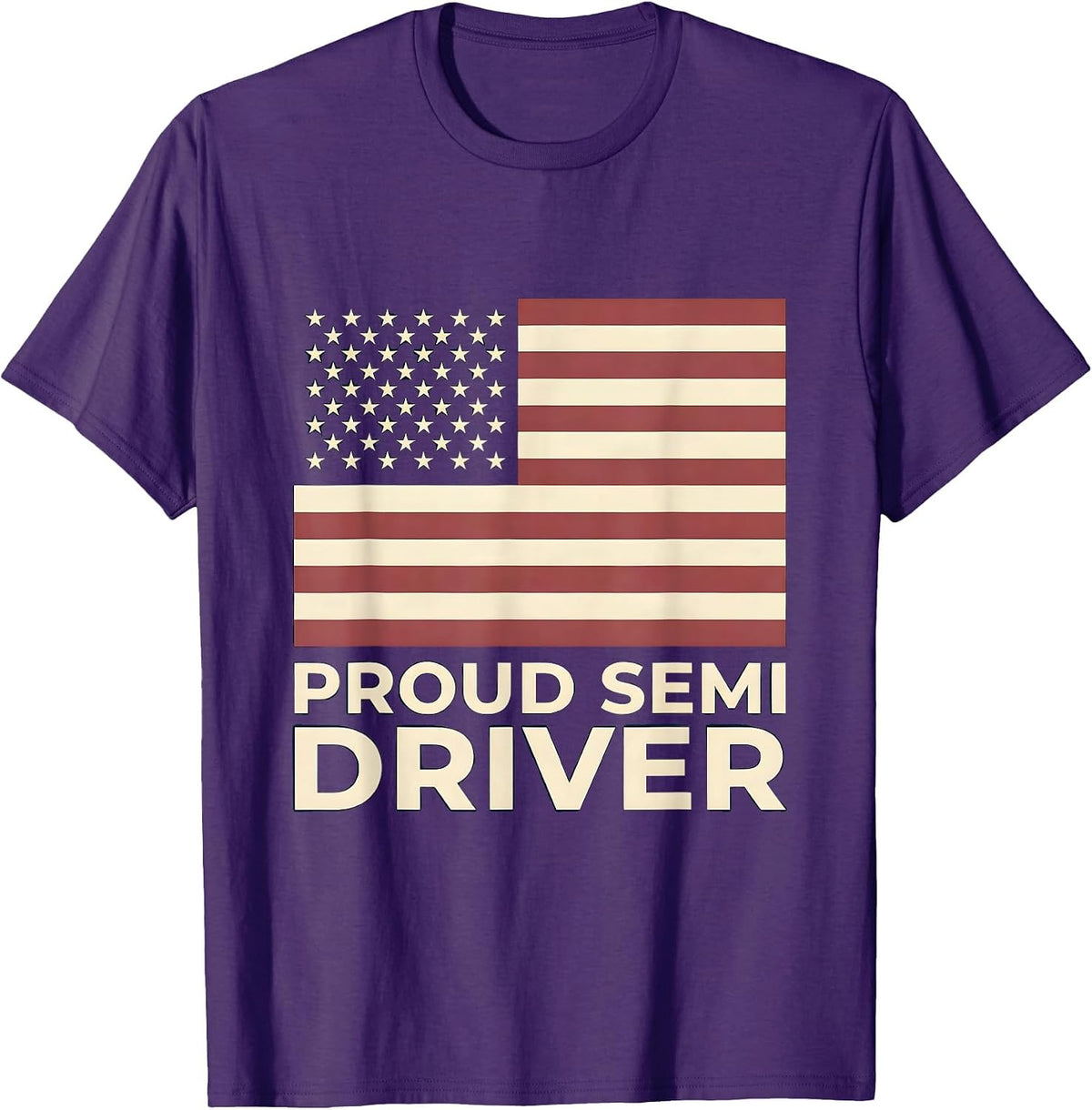 Proud Semi Driver Patriotic Trucker American Flag Semi Truck T-Shirt - Purple