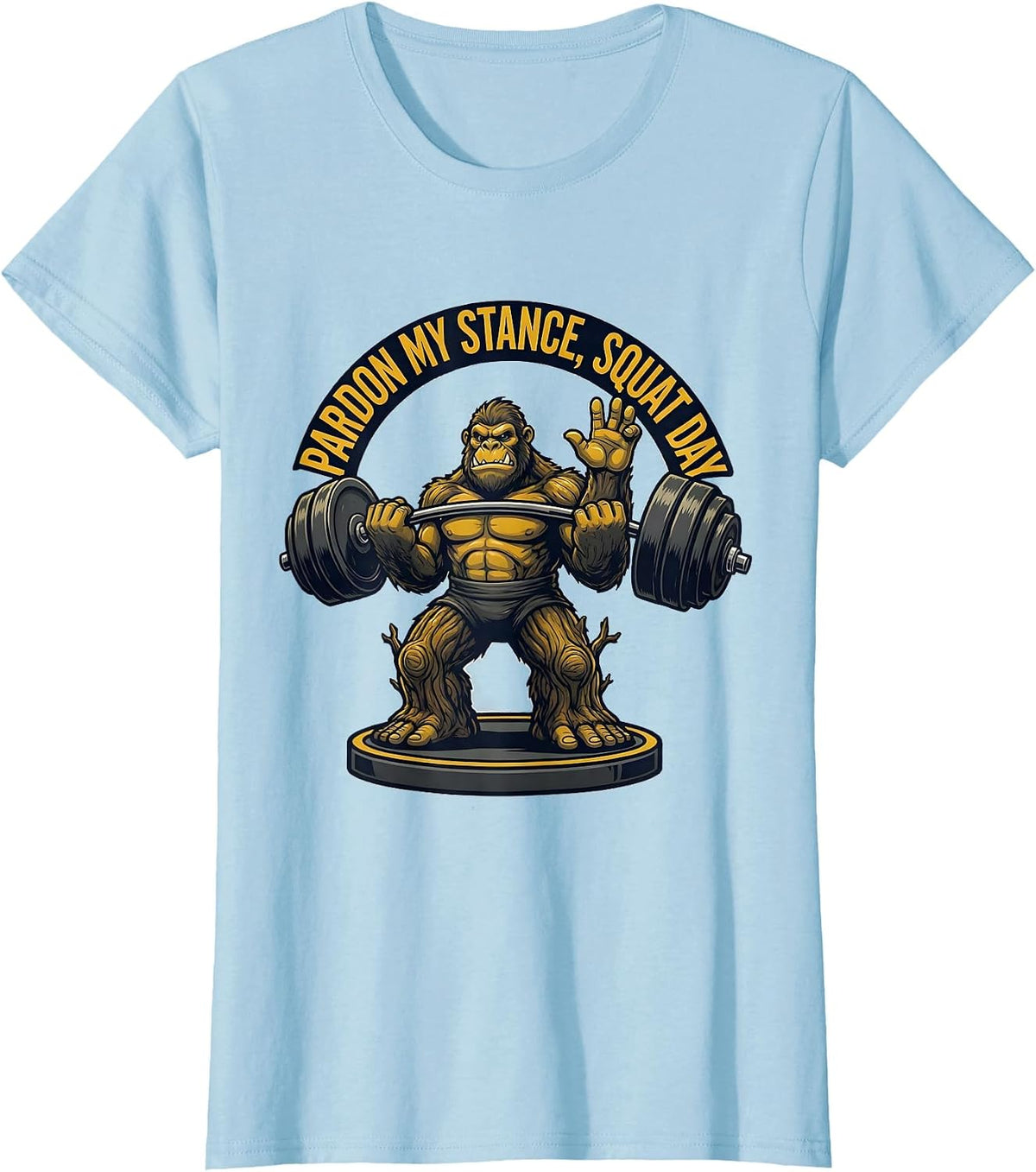 Pardon My Stance Squat Day Funny Gym Weightlifting Workout T-Shirt - Baby Blue