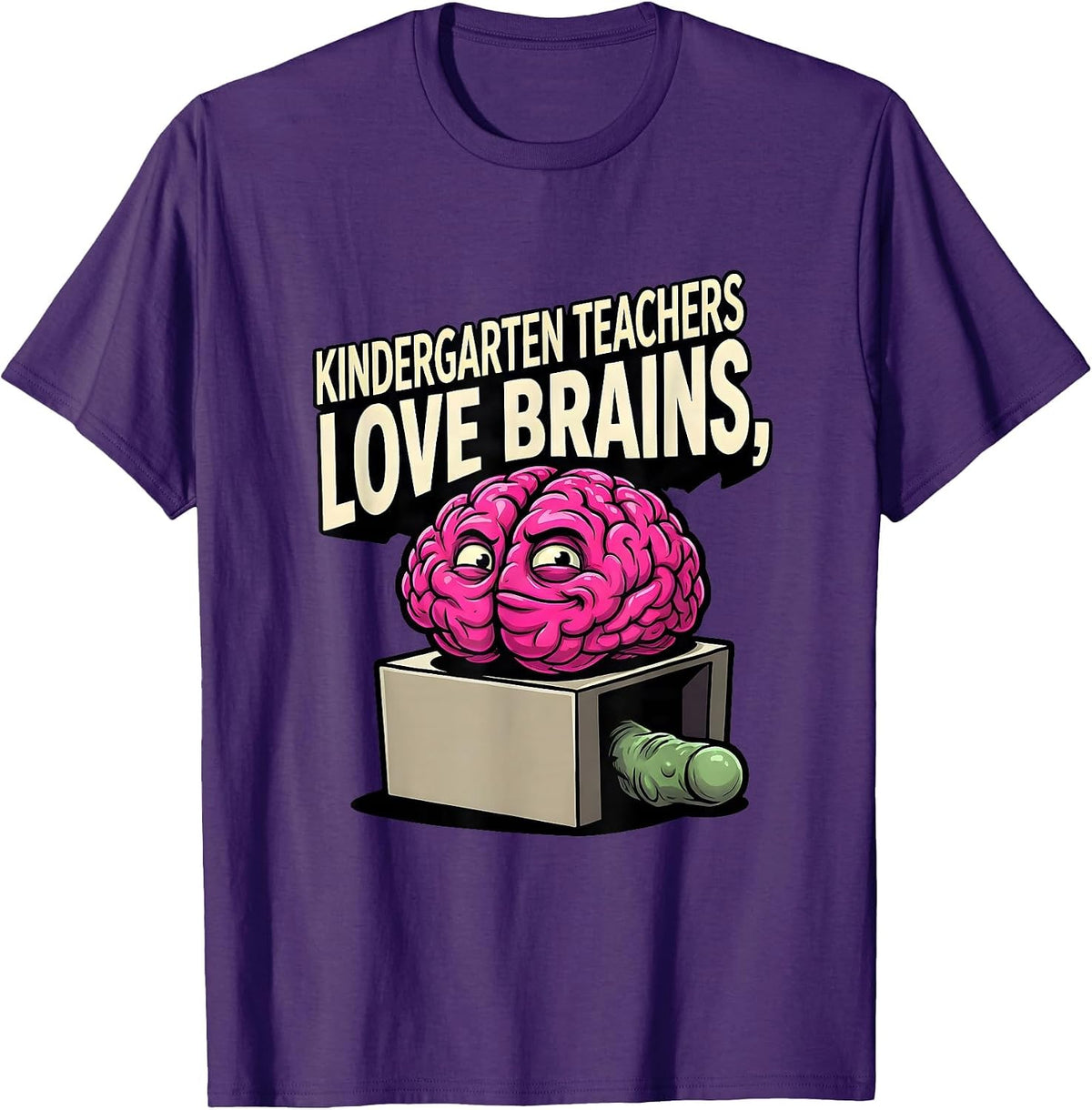 Kindergarten Teachers Love Brains Funny Zombie Halloween T-Shirt - Purple